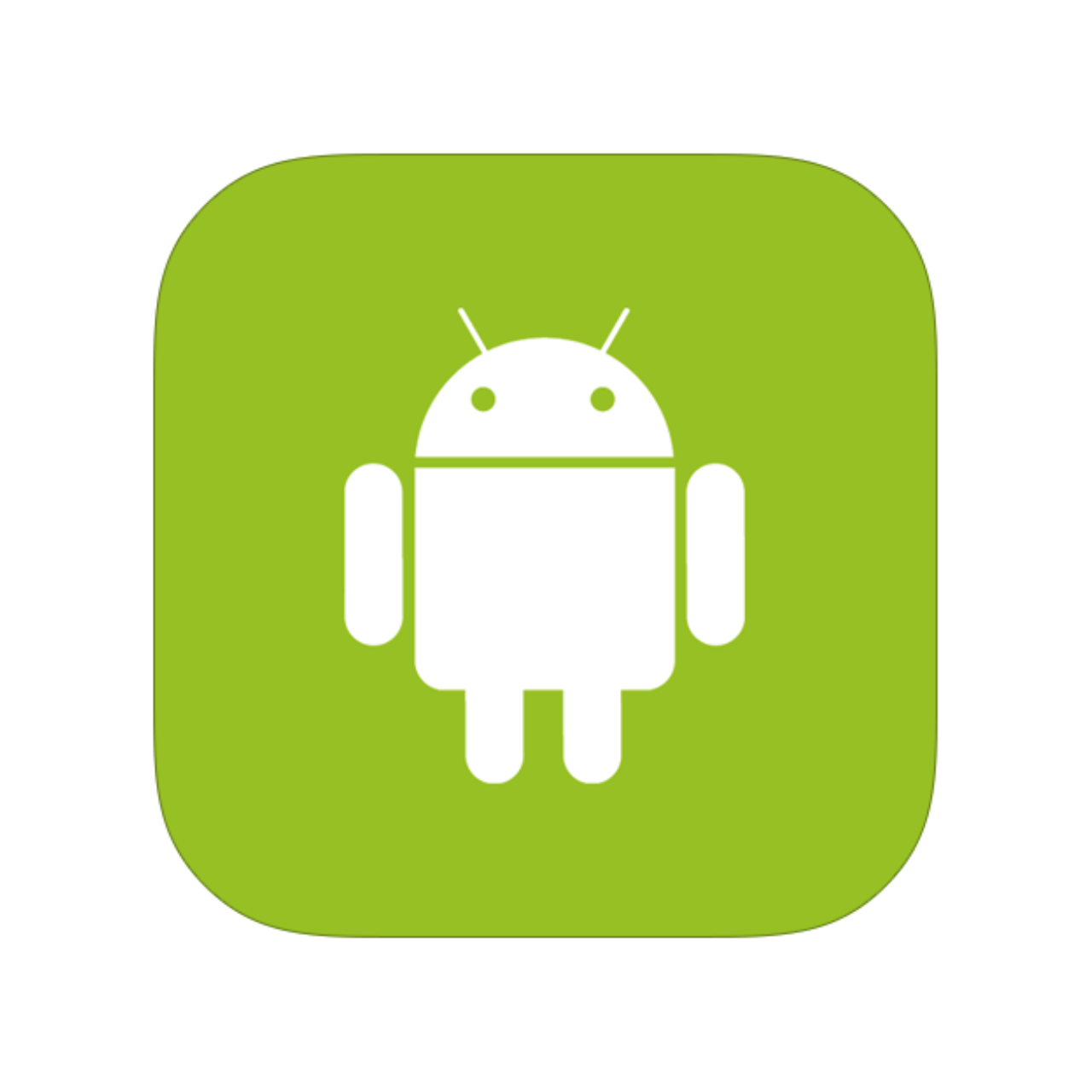 a green square with a white android robot logo